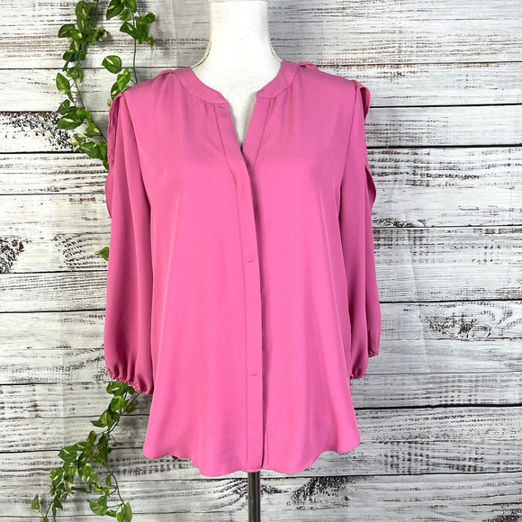 Gibson & Latimer Blouse Top size Small Rose PInk Mauve Lagenlook Wedding Modest - Picture 1 of 14